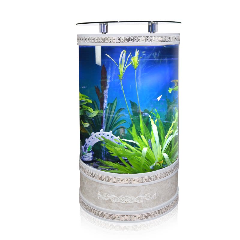 欧式鱼缸半圆形缸客厅家用小中大型生态水族箱靠墙落地免换水图片