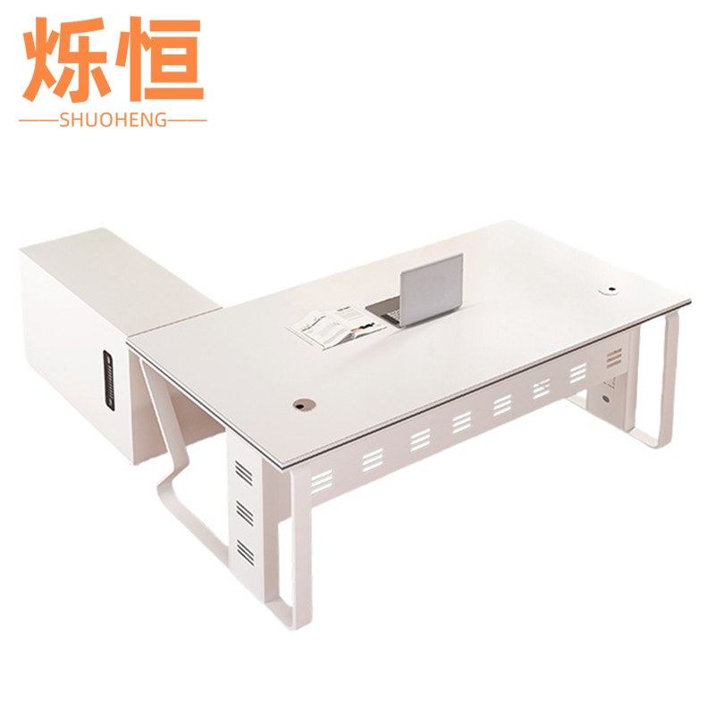 烁恒 老板桌 1.2米单桌+侧柜 套高清大图