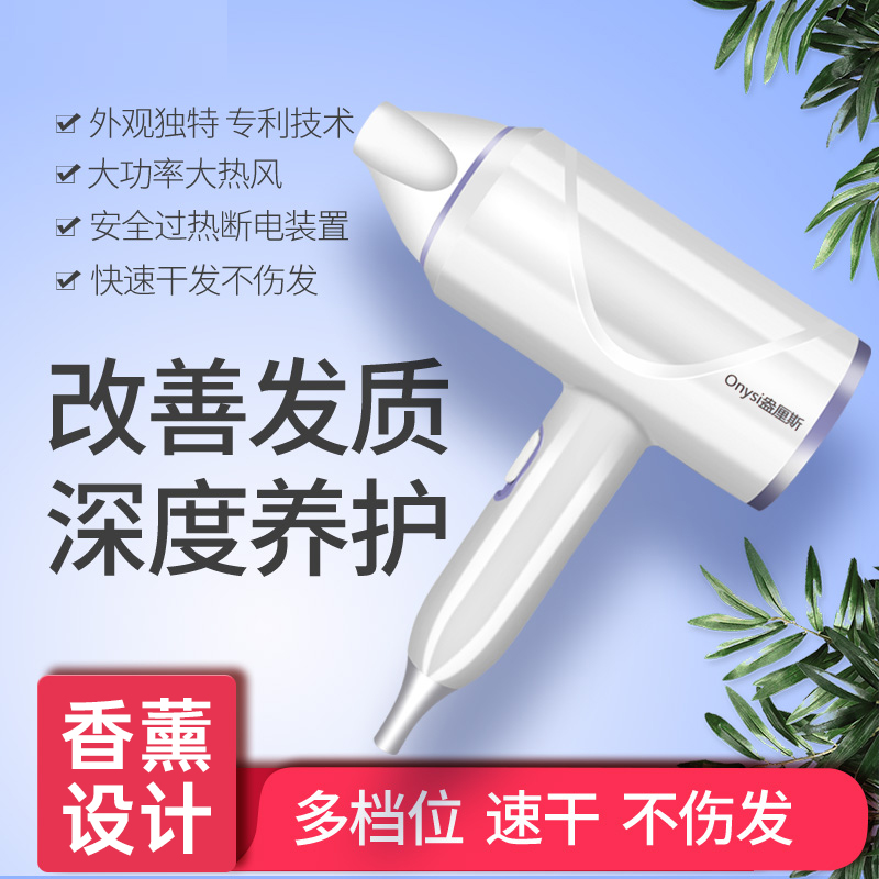 盎厘斯网红款电吹风 高品质大功率吹风机蓝光香薰负离子护发 赠定型风嘴+扩撒风罩高清大图