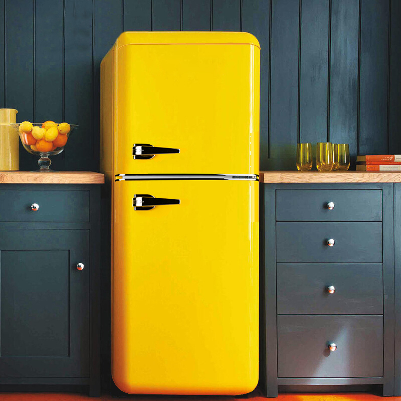志高chigo156升欧式复古时尚彩色冰箱小型家用双门电冰箱冷藏冷冻柠檬