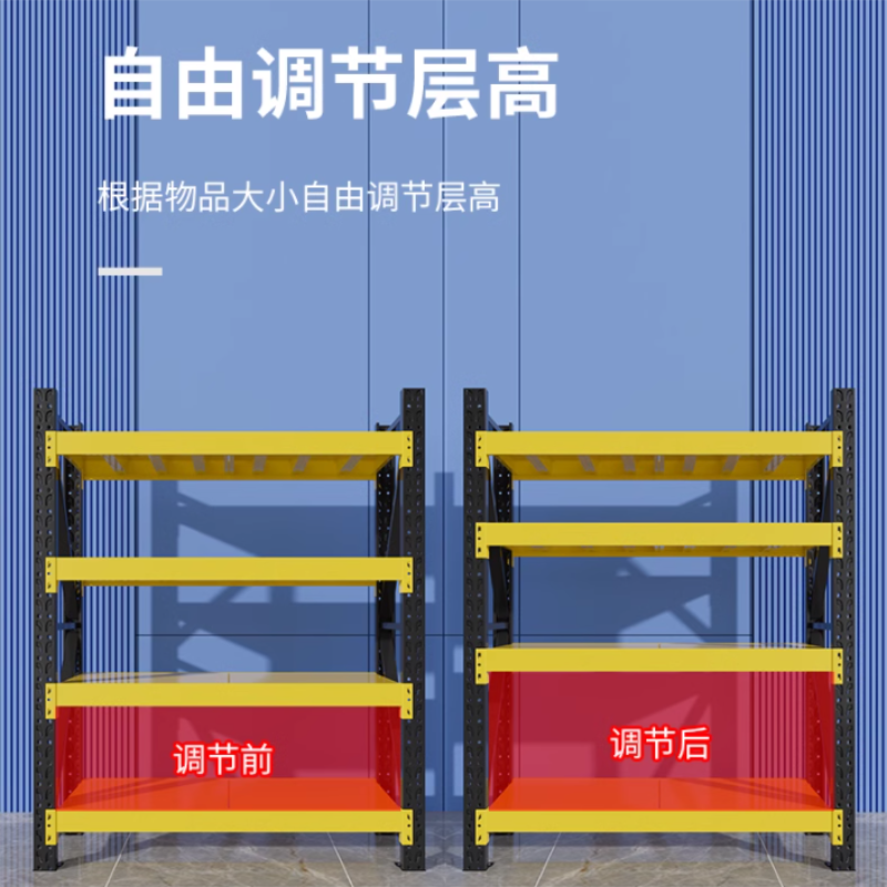 易企采 150*60CM四层中型承重200KG仓储货架置物架多层收纳架仓库货物架超市商用储物铁架子