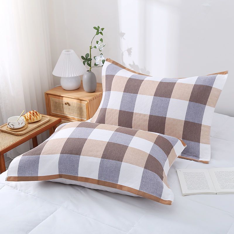 亲子鹿枕巾蓝色 单条装 枕巾棉线枕头巾成人单人一对装一条装纱布不