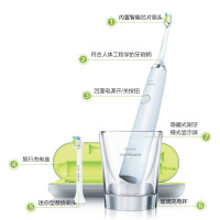 飞利浦(Philips) 电动牙刷 HX9332成人通用充电式声波震动31000次牙刷五大模式智能计时 陶瓷白