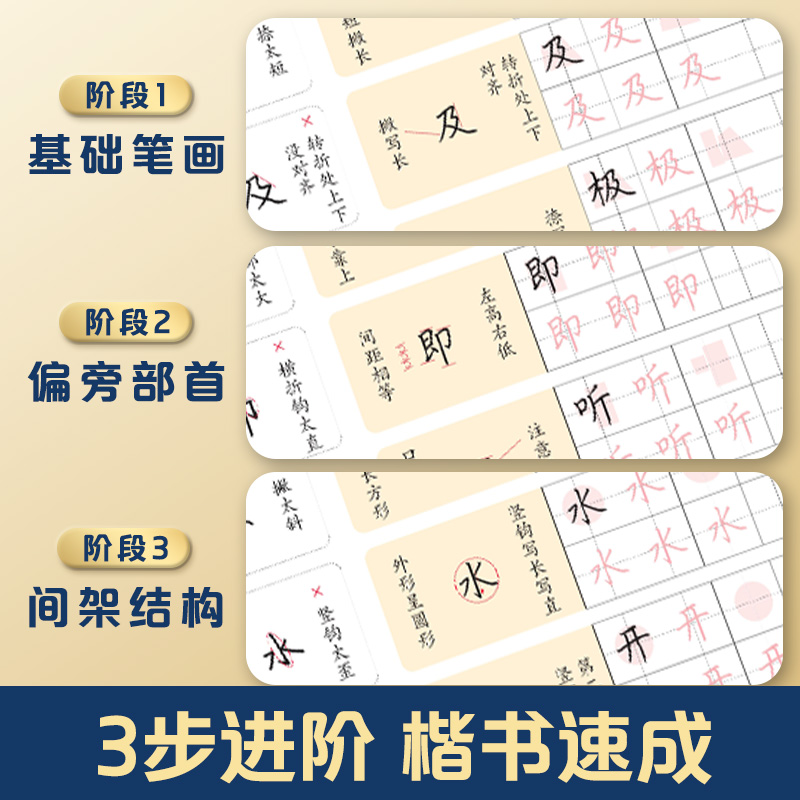 [3册]全套+1支白雪走珠笔 [正版]刻意练字楷书字帖荆霄鹏楷书练字帖成人练字硬笔书法速成控笔训练字帖楷书入门钢笔字帖练高清大图