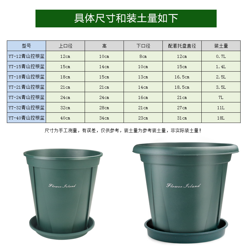 园艺塑料新款国产青山控根盆绿植可用带托盘透气古达花盆不烂根加仑盆 YT-32青山盆(含托盘) 中等