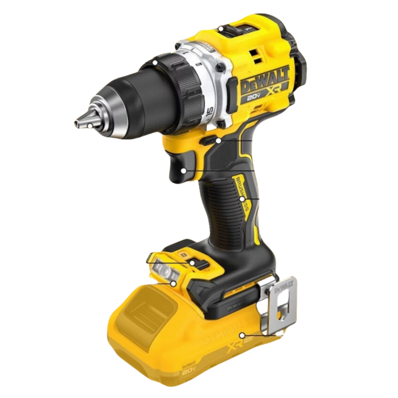 得伟20V锂电无刷紧凑冲击钻DCD806NT+DCB182X2+DCB1104套高清大图