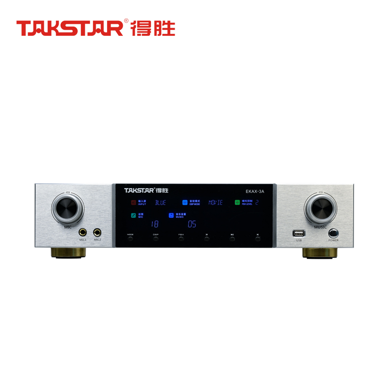 EKAX-3A(2024)卡拉OK功放 双混响带音乐和录音输出反馈抑制功能 KTV会议背景音乐功率放大器