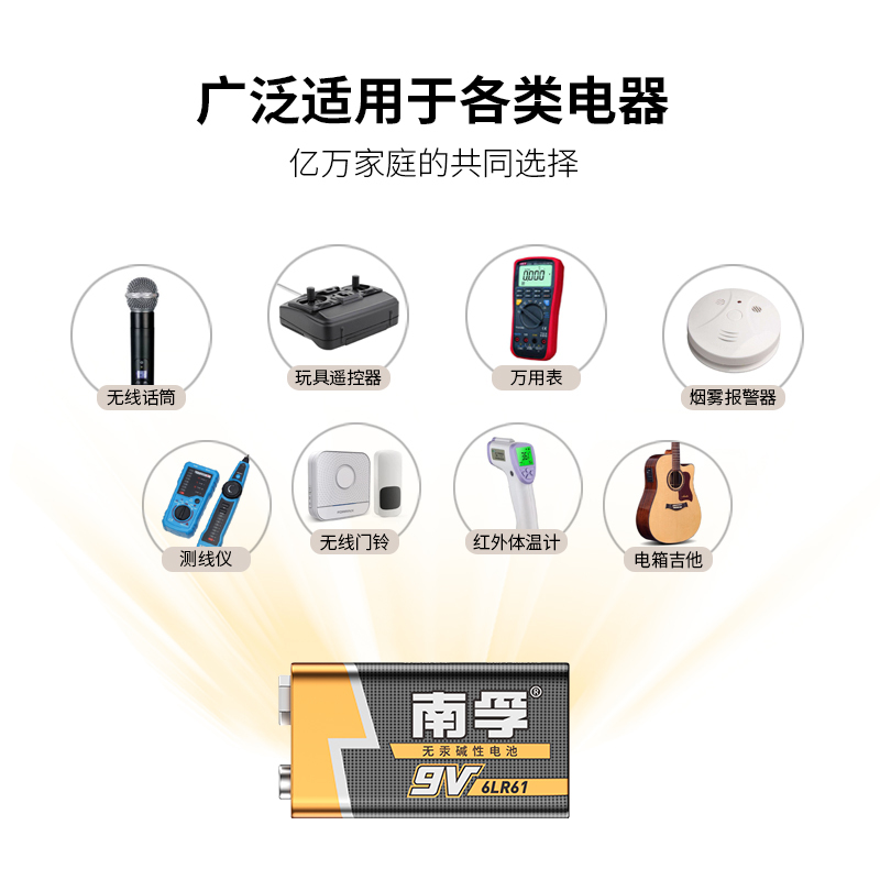南孚(NANFU) 9v碱性电池4粒 万用表通用型 适用于红外线测温仪专用仪器遥控器等