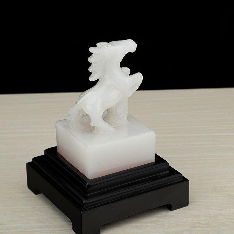 美帮汇玉石马到成功马头印章玉玺刻工艺品家居装饰礼品摆件高清大图