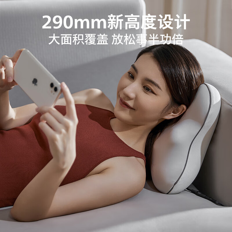 飞利浦(PHILIPS)腰部按摩器 按摩垫靠垫肩颈腰背按摩器热敷靠背腿部按摩仪 3101B灰白高清大图