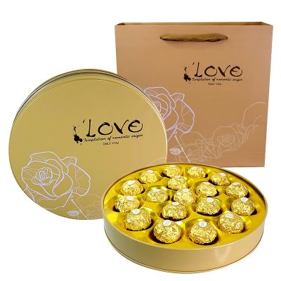 费列罗榛果威化巧克力铁盒礼盒装18颗礼盒装七夕520情人节圣诞节 金色礼盒18颗（金色，装好发） 费列罗