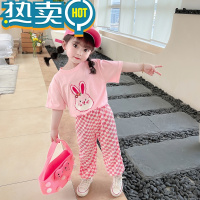 绿彩虹光女童夏装运动套装2023童装儿童时髦洋气两件套女宝宝夏天短袖衣服