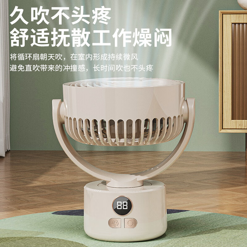 桌面小风扇自动摇头电风扇迷你usb充电款高清大图