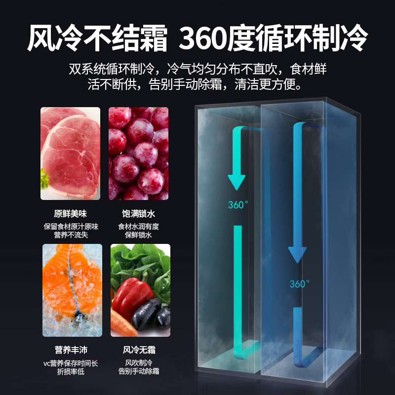 万宝(Wanbao)516升对开门双门大容量冰箱星空系列风冷无霜变频一级能效铂金净味家用电冰箱BCD-516WPGED