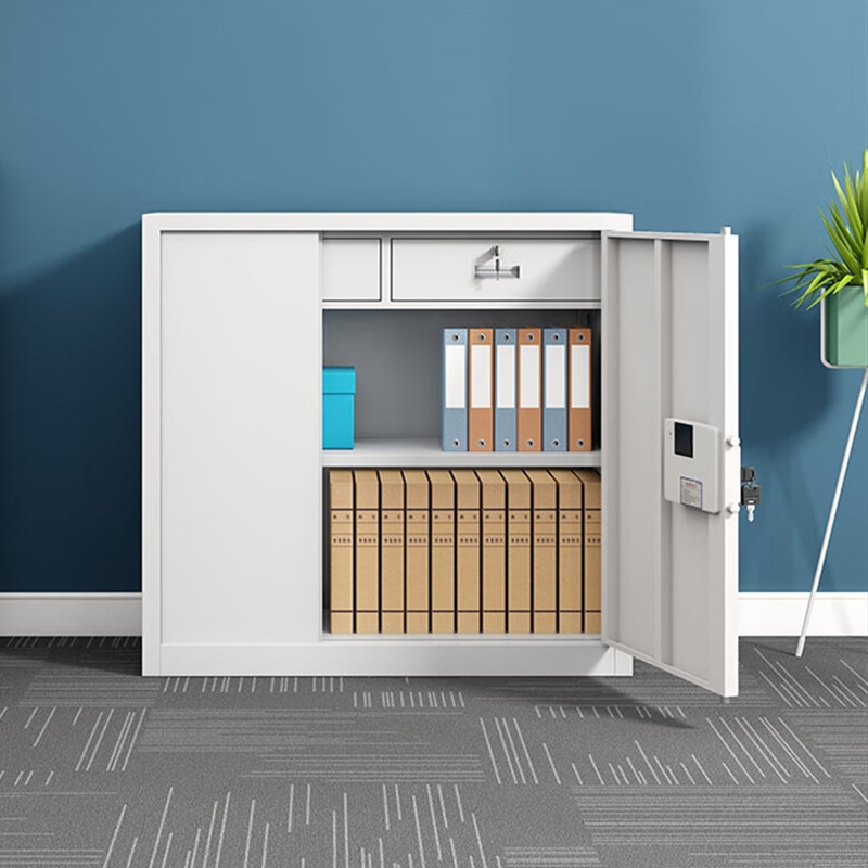 缑氏指纹电子保密柜钢制密码文件柜档案柜矮柜资料柜办公柜单节白色:电子锁高清大图