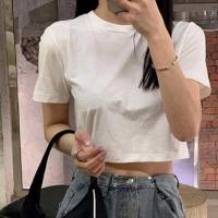 ins超火短款T恤女夏2020新款韩版潮学生宽松高腰露肚脐短袖上衣服 白色 S