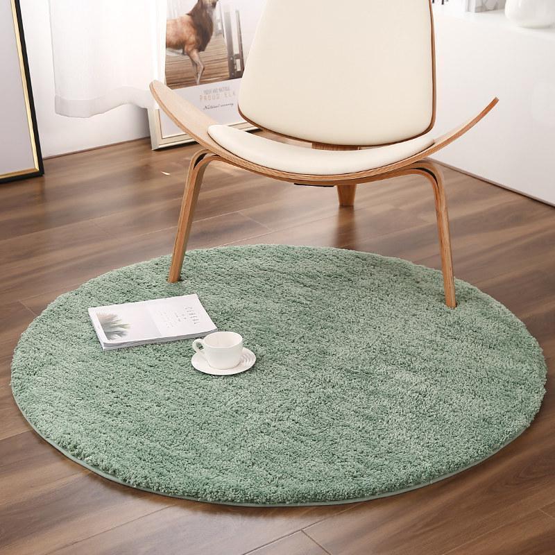 美帮汇圆形地毯加厚电脑椅转椅吊椅现代简约卧室客厅书房家用垫子 浅绿色 直径：120CM圆
