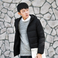 唐狮冬季新款短款羽绒服男青少韩版纯色连帽轻薄休闲外套韩版潮
