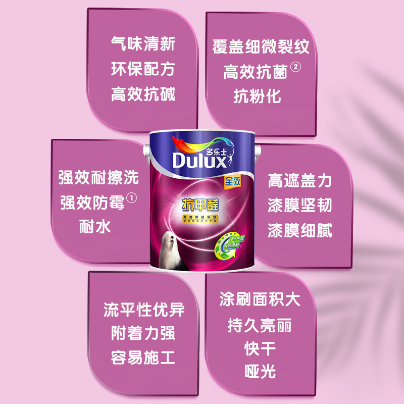 多乐士(Dulux) 抗甲醛全效内墙乳胶漆 墙面漆油漆涂料 A999+A748 套装15L