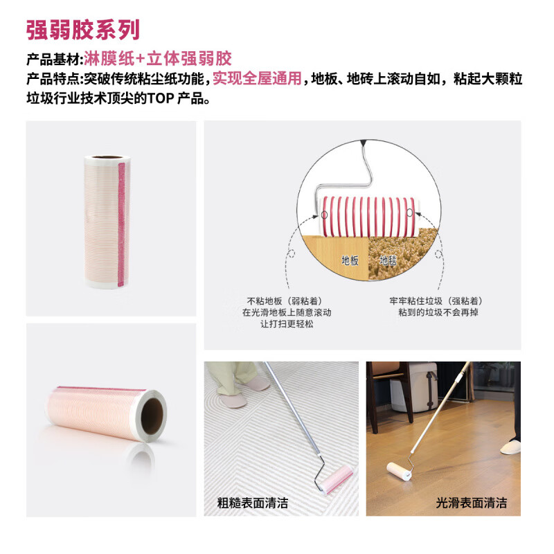 丽佳邦粘毛滚筒纸宠物毛发粘尘粘毛器卷纸 10cm新款斜纹好撕替换芯高清大图