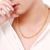 GZUAN古钻珠宝 车花橄榄 黄金足金橄榄项链 男女款项链 HJX0007