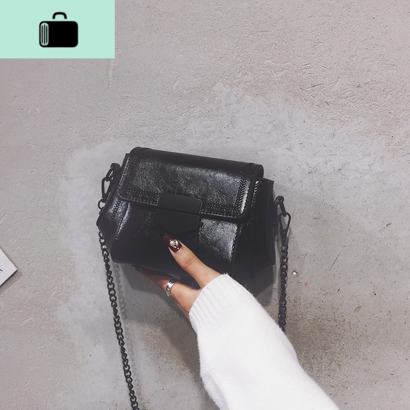 洋气小包包新款2020网红流行斜挎包女百搭时尚链条单肩包小方包潮NEWLAKE 黑色收藏宝贝送小礼品