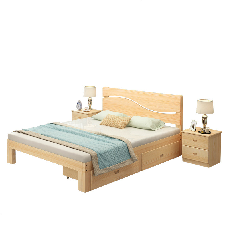 简易实木床经济型15米木床12m松木现代出租房18米双人原木床架