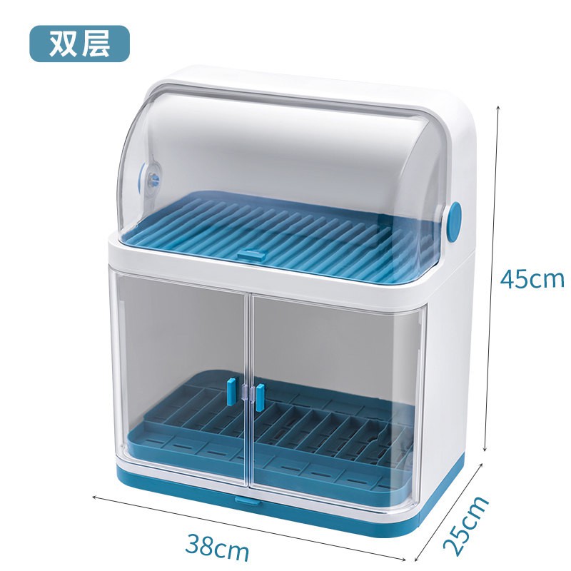 厨房装碗筷收纳盒碗柜带盖沥水置物架碗碟塑料放碗箱分层家用碗架收纳层架 三维工匠高清大图