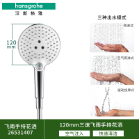 汉斯格雅hansgrohe飞雨Select S120三速节水型9L手持花洒三出水挂墙式卫浴花洒26531407