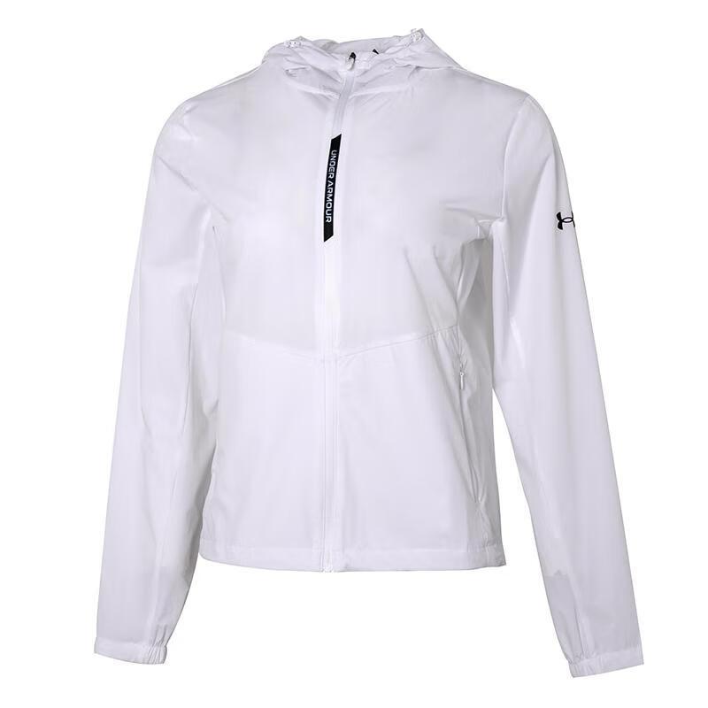 安德玛(Under Armour)外套女子新款梭织轻薄防风衣连帽休闲运动夹克22500410-100 ZP
