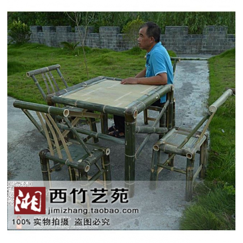 可定做竹桌椅竹制品阳台椅竹桌喝茶打牌茶几户外休闲不定制 大号单张桌子