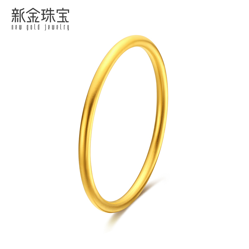 新金珠宝 传承婚嫁古法黄金手镯足金999光圈手镯1042