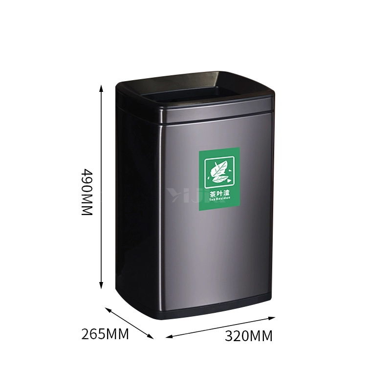 翌嘉YJ4123016 茶水间茶渣桶滤茶桶不锈钢茶水桶茶叶废水桶 黑色 20L 320*265*490高清大图