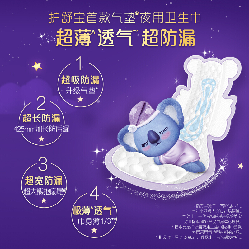 护舒宝考拉呼呼极薄425mm卫生巾4片高清大图