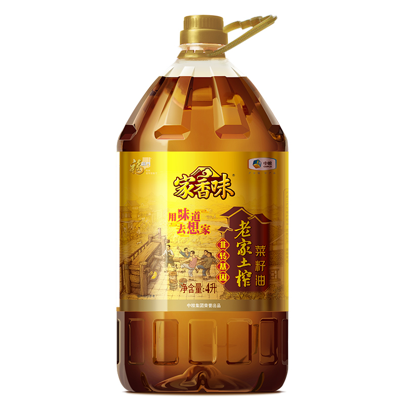 中粮福临门家香味老家土榨菜籽油 4L 食用油 中粮福临门 出品 酥田推荐品牌