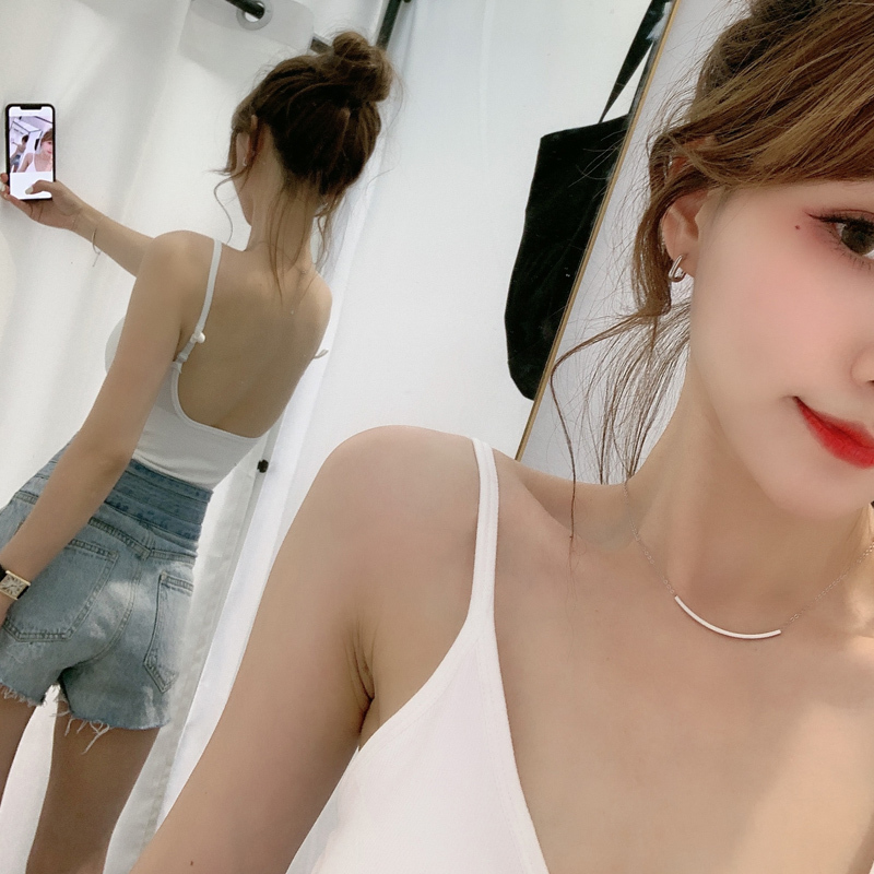 suntekjust卡卡u型美背大u背吊带背心女可调节肩带性感外穿运动带胸垫