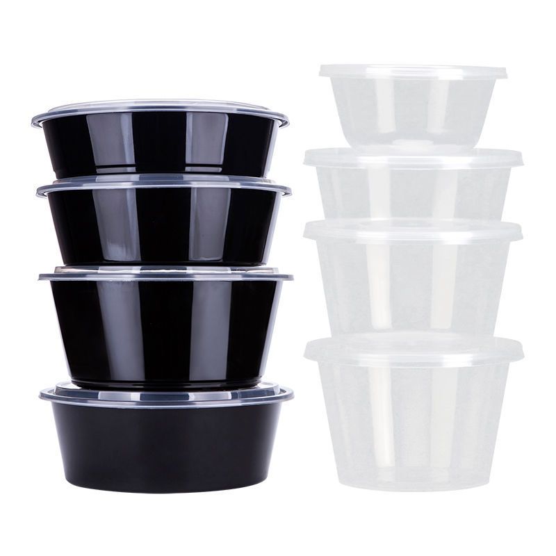 透明圆盆形3000ML(90套) 一次性餐盒圆形加厚塑料盆3000ml小龙虾打包盒酸菜鱼快餐便当外卖