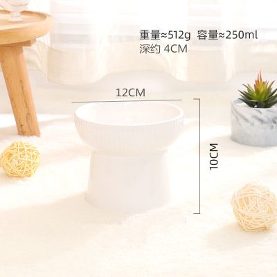 小号白色高脚碗 猫咪护颈碗 陶瓷猫碗保护颈椎猫盆猫食盆水碗高脚猫咪猫粮碗宠物碗可爱防打翻