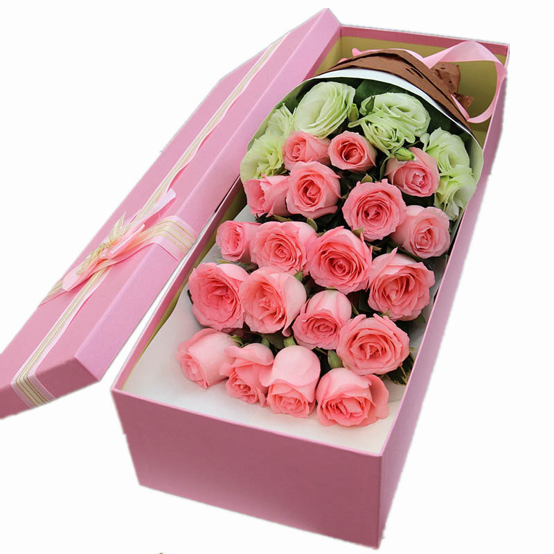 花袭人 19朵粉玫瑰礼盒鲜花同城速递全国 七夕情人节上海广州合肥苏州