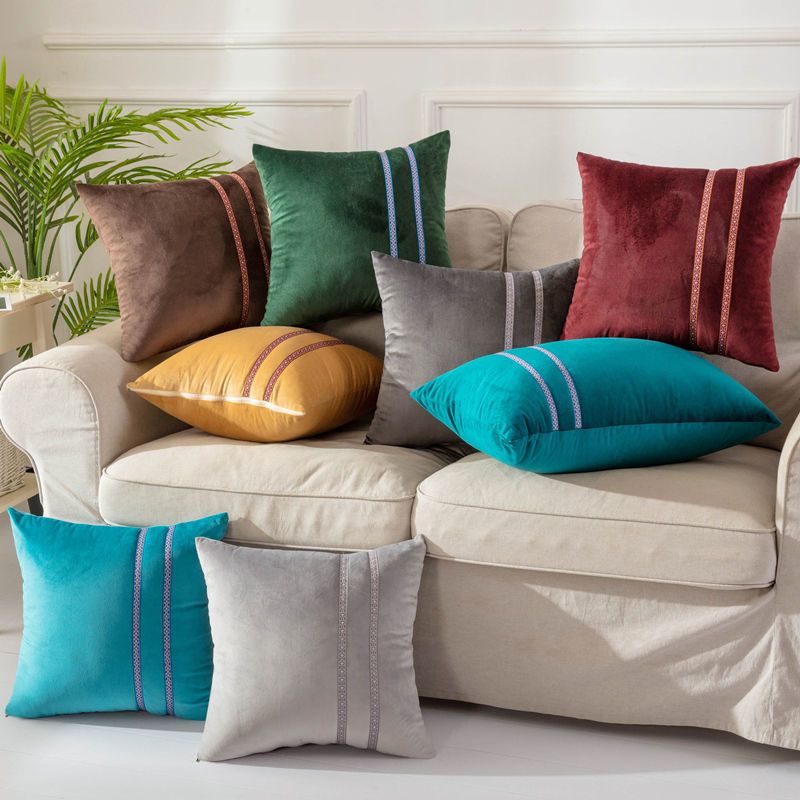 纯色抱枕沙发靠垫汽车靠枕客厅长方形抱枕套不含芯床头靠背垫腰枕澜思