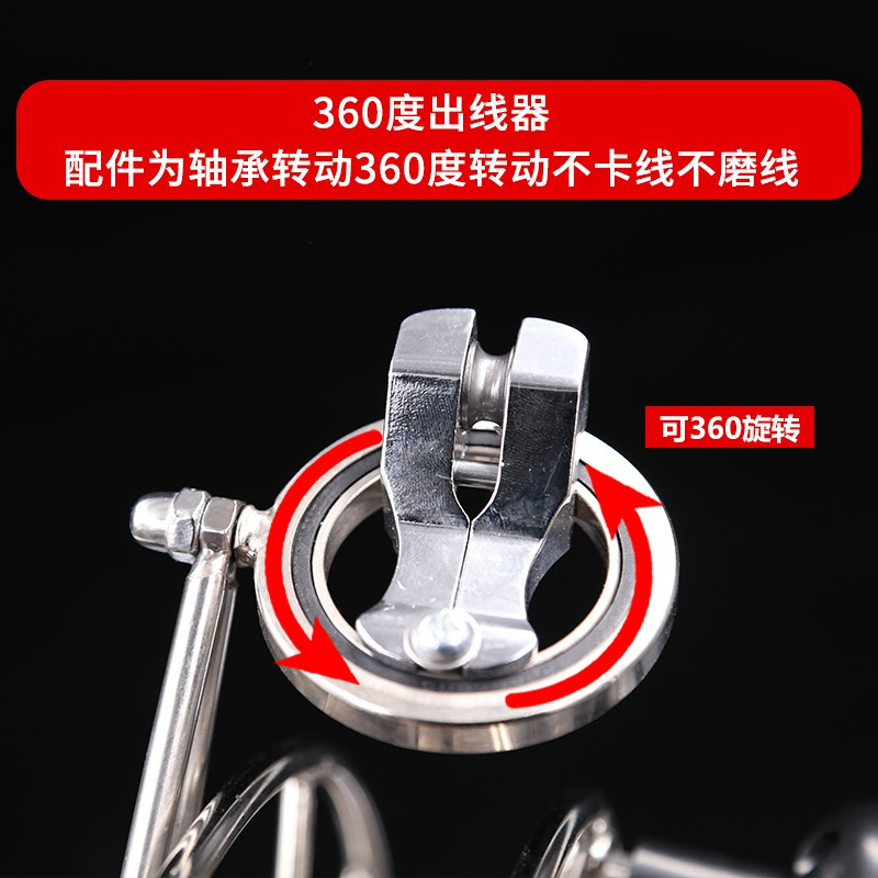 三维工匠2020年新款风筝线轮不锈钢防倒转成型带刹车大轴承手握轮创意 三 28-防倒转-360度出线器+3股轮胎线1