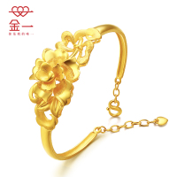 金一足金999玫瑰花之恋时尚精品婚庆女士黄金手镯结婚送礼送女友(计价) ABE002