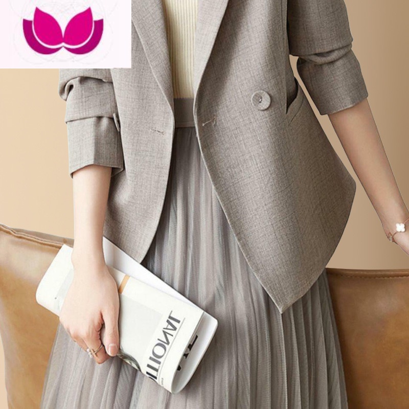 七斓西装外套网纱半身裙套装女装2023新款春季高级感职业棉麻业麻高清大图