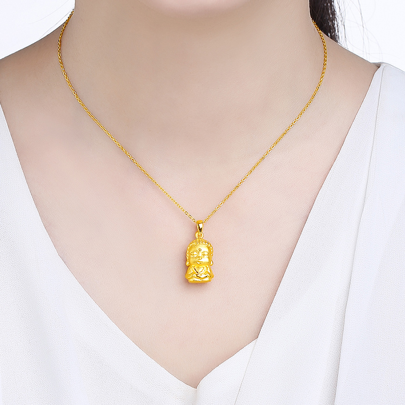 周六福zhouliufu3d硬金黄金吊坠足金宝宝佛吊坠项坠挂件定价婴儿