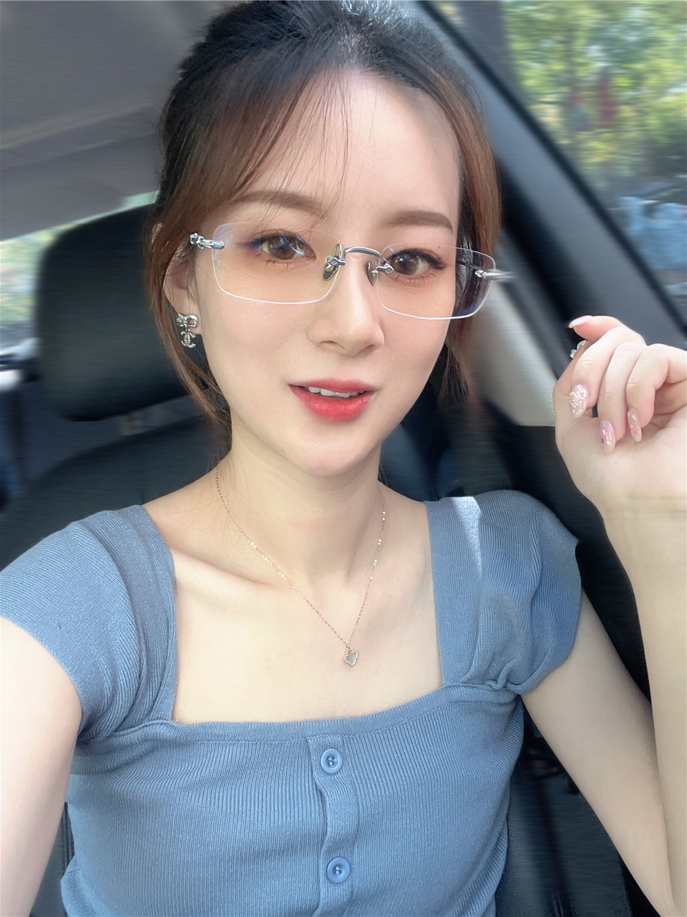 王一博同款2021新款尚境无框近视眼镜架纯钛商务白领男女士可配高度数防蓝光高清大图