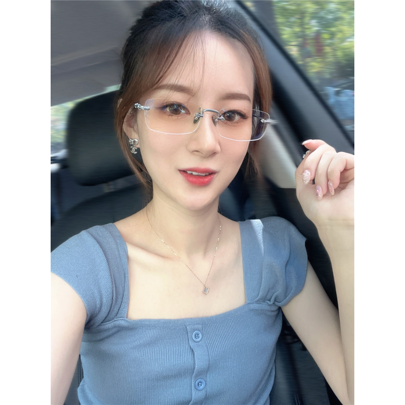 王一博同款2021新款尚境无框近视眼镜架纯钛商务白领男女士可配高度数防蓝光