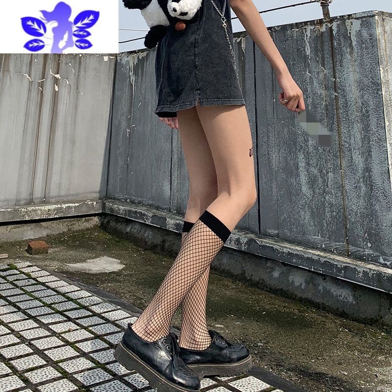 Ideamini网格渔网袜女小腿袜短筒网格短款ins潮jk性感中筒丝袜图片