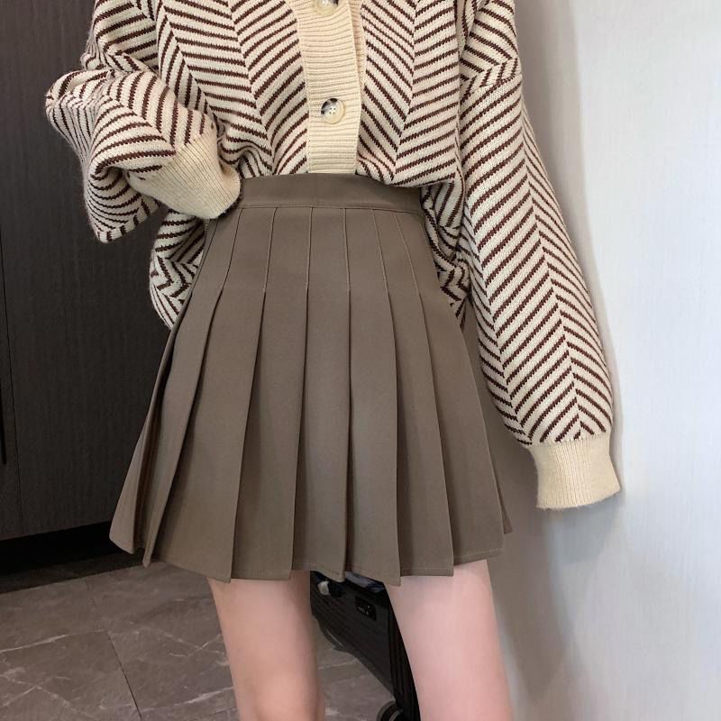 大码学院风百褶裙半身裙女2021秋冬胖妹妹韩版高腰褶皱短裙a字裙
