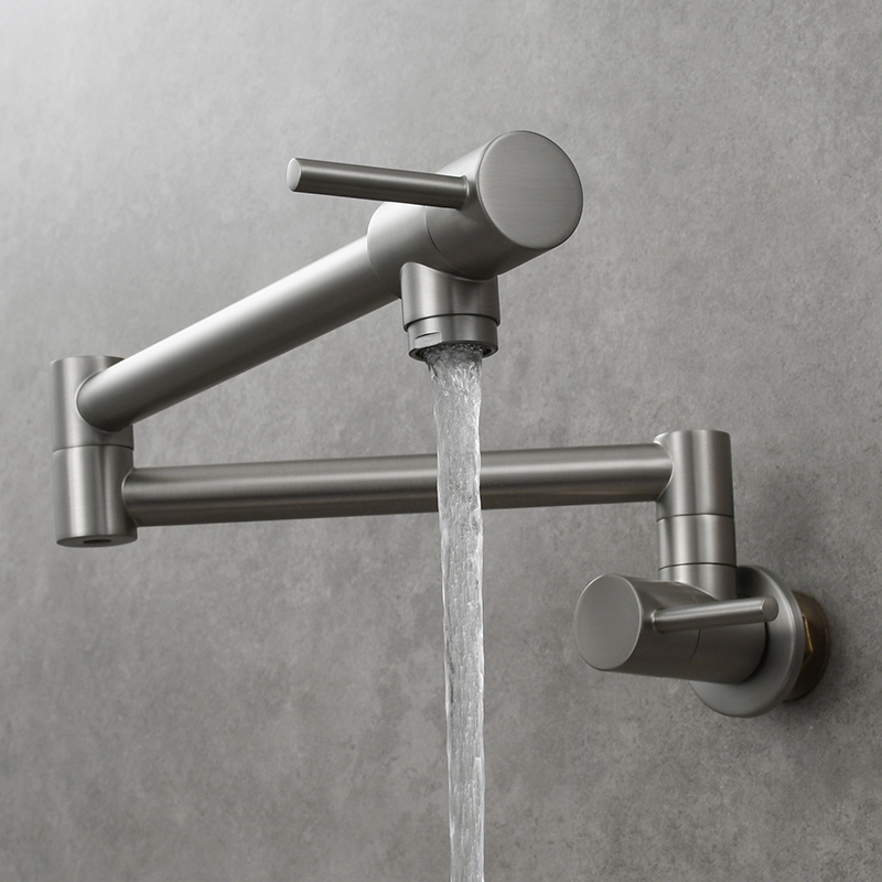 厨房水槽龙头入墙单冷水龙头洗碗池菜盆龙头折叠式双把手开关龙头视频