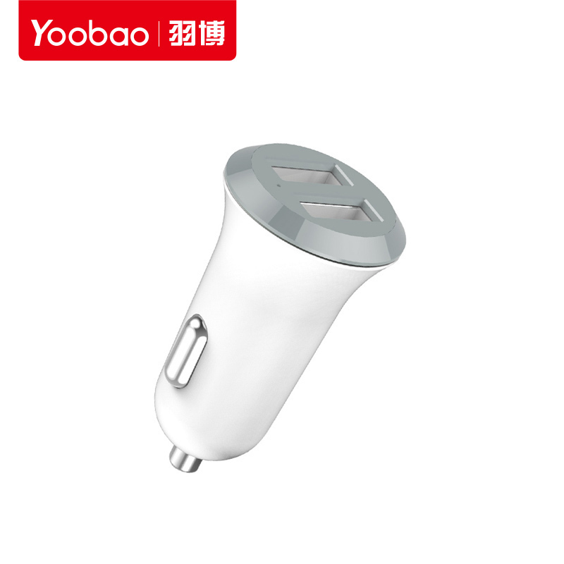 羽博(YOOBAO)yb-205车载充电器点烟器usb一拖二车冲手机平板用迷你智能型迷你型多功能智能快充汽车闪充车充